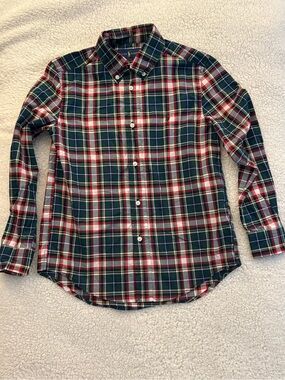 Ralph Lauren Boys Plaid Button Down Shirt Size 7 Holiday Preppy